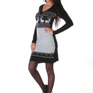 051-Black-Grey-S Boston Black - Grey Sweater Dress - 051 Black - Grey - Small