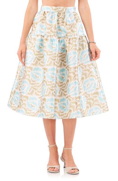 1.STATE Print Tiered A-Line Skirt in Blue River at Nordstrom, Size Small