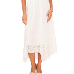 1.state Women's Smocked Waistband Lace Midi Skirt - New Ivory