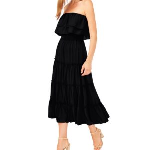 1.state Women's Strapless Ruffle Tiered Maxi Dress - Rich Black