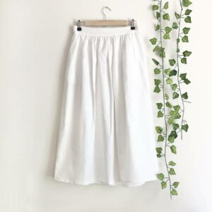 100% Linen Midi Skirt, White Linen Skirt, Linen