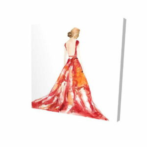 12 x 12 in. Red Prom Dress-Print on Canvas