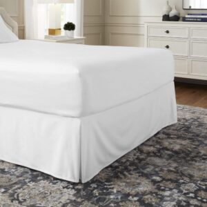 15 in. Pleated White Cotton Queen Bed Skirt