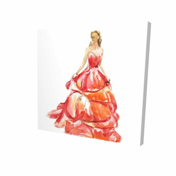 16 x 16 in. Beautiful Red Prom Dress-Print on Canvas