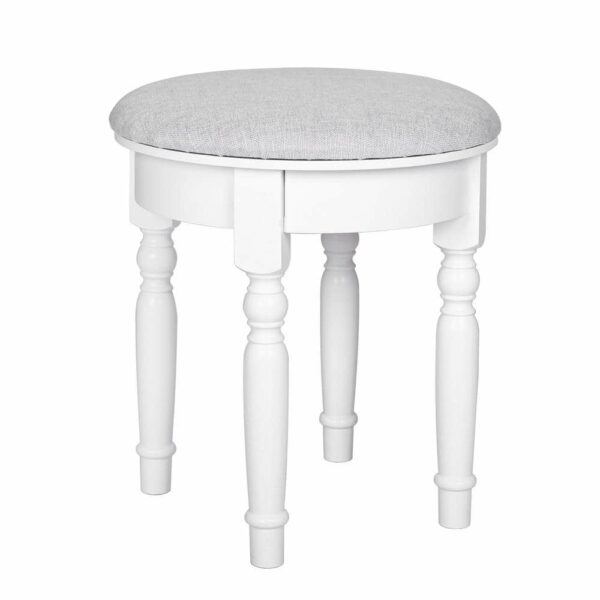 17.7 in. x 15.74 in. Backless Wood Round Makeup Dressing Stool Vanity Stool in White