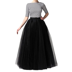 1950s Princess Petticoat Hoop Skirt Tutu Under Skirt Tulle Skirt Floor Length Women's Party / Evening Prom Skirt