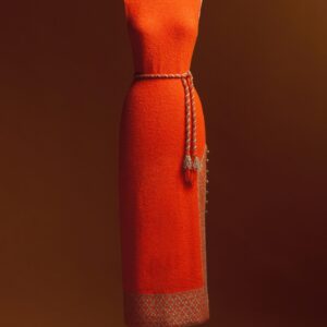 1970s Red Belted Maxi Dress