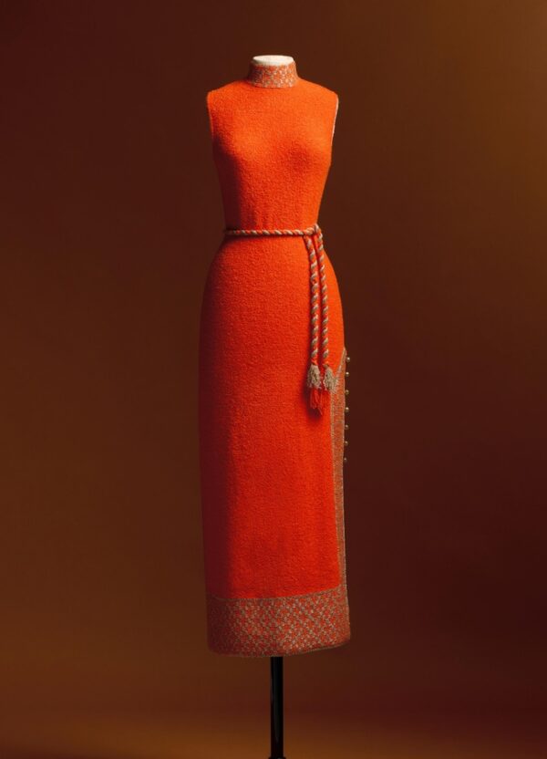 1970s Red Belted Maxi Dress