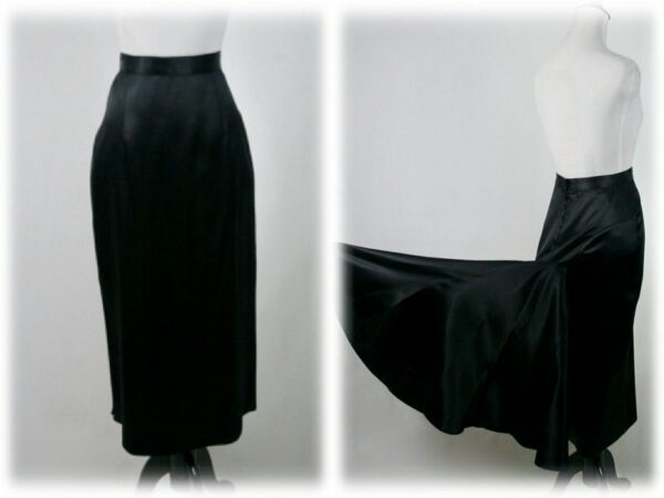 1980S Skirt Gunne Sax Black Satin Fishtail Evening