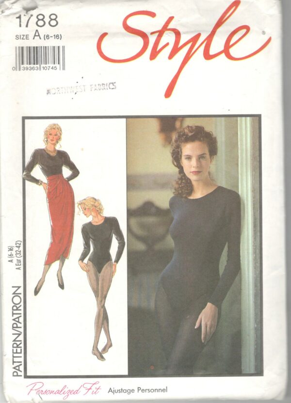 1980S Style 1788 Misses Bodysuit & Sarong Skirt Pattern Womens Vintage Sewing Size 6 8 10 12 14 16 Bust 30 - 38 Uncut