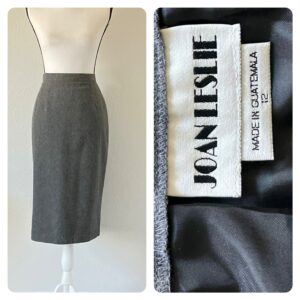 1990S Gray Wool Skirt, Vintage Lined Pencil Skirt