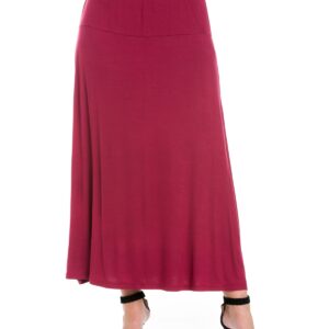 24seven Comfort Apparel Plus Size Maxi Skirt - Wine