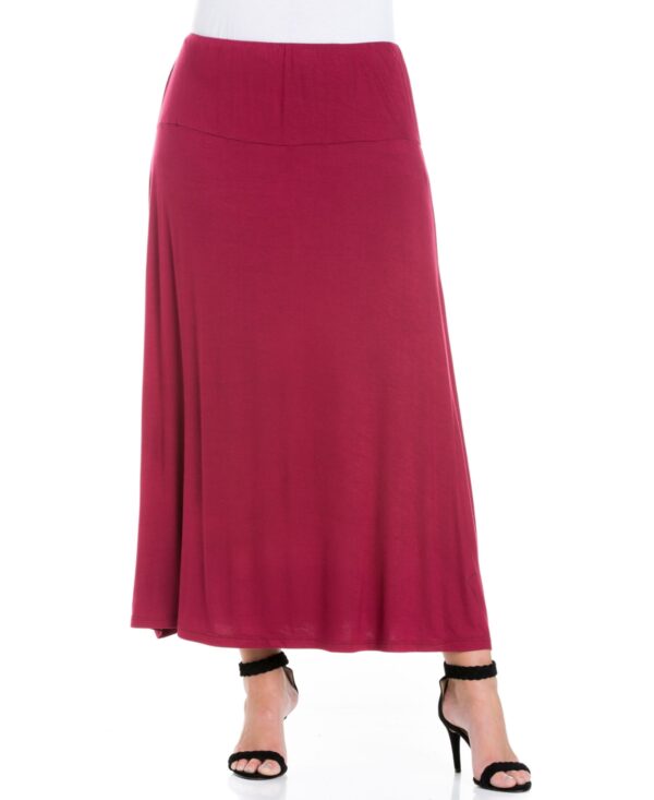 24seven Comfort Apparel Plus Size Maxi Skirt - Wine