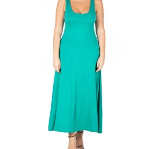 24seven Comfort Apparel Plus Size Simple A-line Tank Maxi Dress - Jade