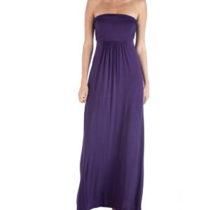 24seven Comfort Apparel Strapless Empire Waist Maxi Dress - Purple