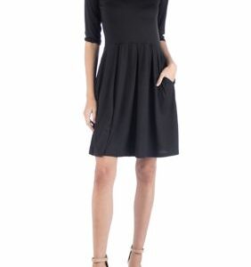 24seven Comfort Apparel Women's Fit and Flare Mini Dress, Black, X-Large