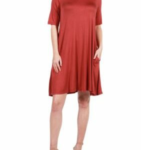 24seven Comfort Apparel Women's Knee Length Pocket T-Shirt Dress, Large