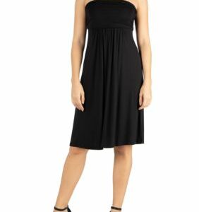 24seven Comfort Apparel Women's Knee Length Strapless Mini Dress, Black, 1X