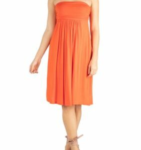 24seven Comfort Apparel Women's Knee Length Strapless Mini Dress, Orange, Small