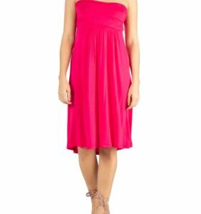 24seven Comfort Apparel Women's Knee Length Strapless Mini Dress, Pink, Medium