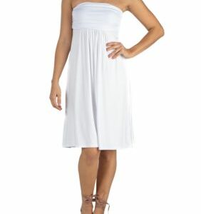 24seven Comfort Apparel Women's Knee Length Strapless Mini Dress, White, Small