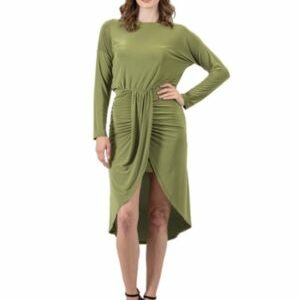 24seven Comfort Apparel Women's Long Sleeve Dressy Tulip Skirt Knee Length Dress, Large