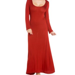 24seven Comfort Apparel Women's Long Sleeve T-Shirt Maxi Dress - Penny