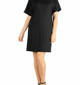 24seven Comfort Apparel Women's Loose Fitting T-Shirt Dress, Black, Large