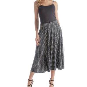 24seven Comfort Apparel Women's Pleated Pocket Midi Skirt - Black Multi