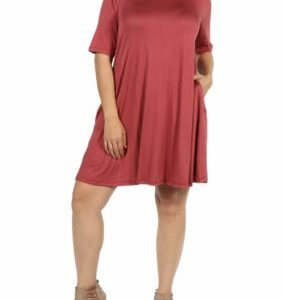 24seven Comfort Apparel Women's Plus Size Knee Length Pocket T-Shirt Dress, 1X