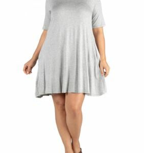 24seven Comfort Apparel Women's Plus Size Knee Length Pocket T-Shirt Dress, 3X