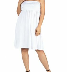 24seven Comfort Apparel Women's Plus Size Knee Length Strapless Mini Dress, White, 3X