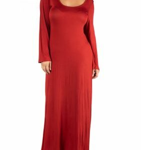 24seven Comfort Apparel Women's Plus Size Long Sleeve T-Shirt Maxi Dress, 2X