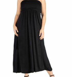 24seven Comfort Apparel Women's Plus Size Strapless Maxi Dress, Black, 1X