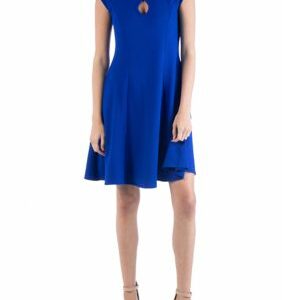 24seven Comfort Apparel Women's Scoop Neck A-Line Dress, Blue, 1X