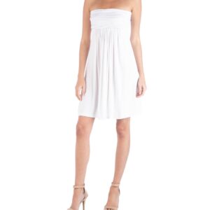 24seven Comfort Apparel Women's Strapless Empire Waist Mini Dress - White