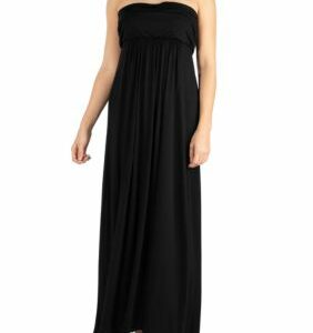 24seven Comfort Apparel Women's Strapless Maxi Dress, Black, Small