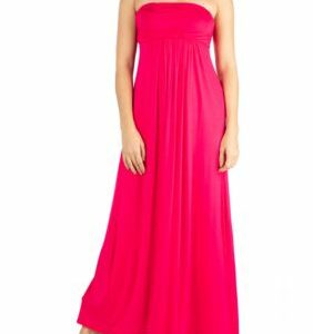 24seven Comfort Apparel Women's Strapless Maxi Dress, Pink, 1X