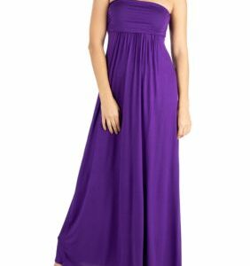 24seven Comfort Apparel Women's Strapless Maxi Dress, Purple, Medium