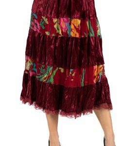 24seven Comfort Apparel Women's Velvet Midi Skirt, Red, Large