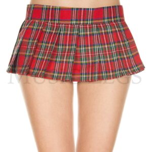 25073-RED-SM Womens Cloth Hook & Eye Wrap Around Plaid Costume Skirt, Red - Small