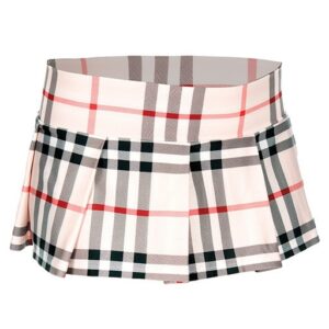 25074-BROWNPLDS-M Plaid Color Pleated Skirt, Brown - Small & Large