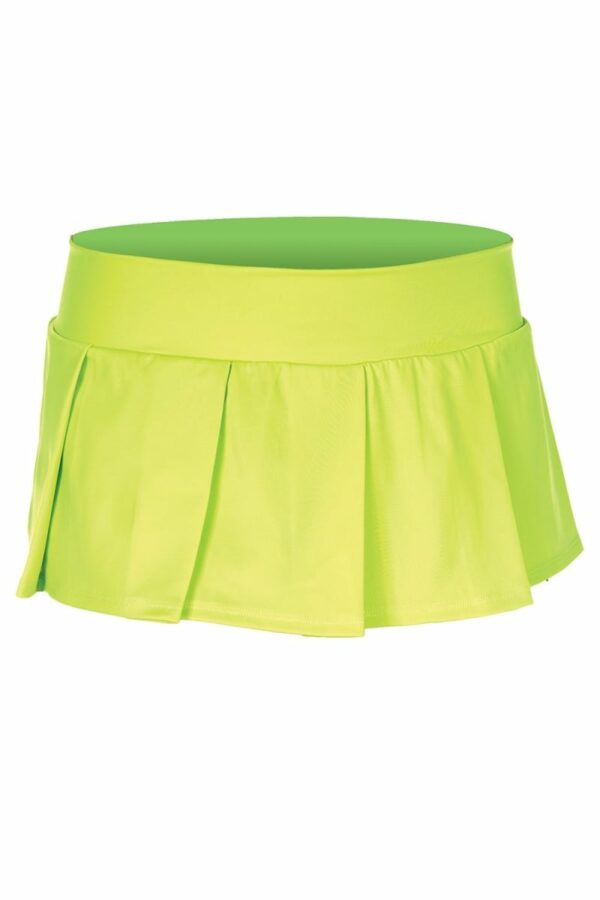 25075-NEONGREENM-L Solid Color Pleated Skirt, Neon Green - Medium & Large