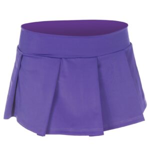 25075-PURPLEM-L Solid Color Pleated Skirt, Purple - Medium & Large