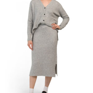 2Pc Cozy Cardigan And Midi Skirt Set For Women