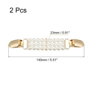 2pcs Sweater Clips Cardigan Collar Clips Faux Pearl Dress Clips