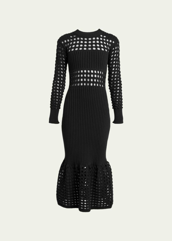 3-D Cutout Mesh Mermaid Skirt Midi Dress