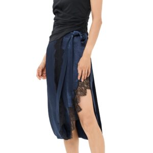 3.1 Phillip Lim Endless Loop T-Shirt Combo Dress with Lace Black Midnight L