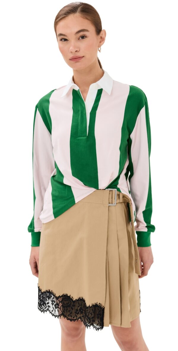 3.1 Phillip Lim Rugby Shirt Combo Mini Dress Green-Blush XS