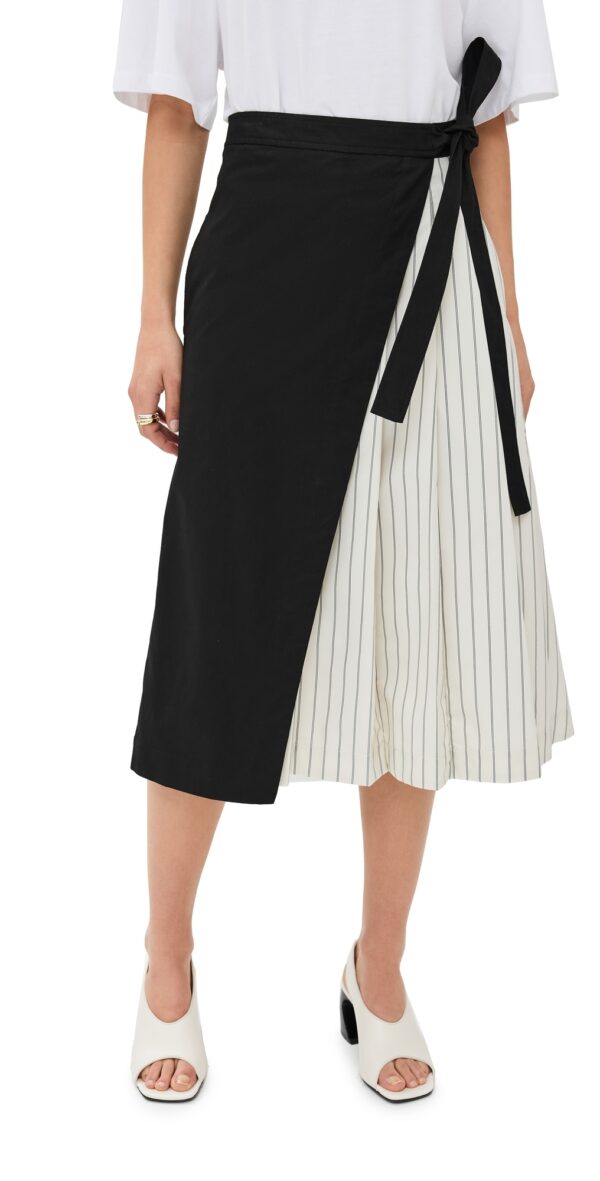 3.1 Phillip Lim Wrap Skirt With Pleated Poplin Combo Black 00